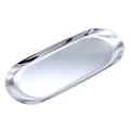 Minimalist silver mirror finish stainless steel oval candle accessory tray on white background - Chrome Plated Accessory Tray / Silver