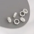 Silver flower spacer beads with inlaid white zircon for DIY jewelry making set - 11# Full Crystal Find / 10x4mm / Silver