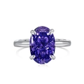 Elegant S925 sterling silver ring featuring an oval purple zircon in a four-claw setting - US 5 / Purple