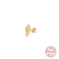 Detailed view of a gold-plated S925 sterling silver wing earring with a screw ball back - Gold Wing