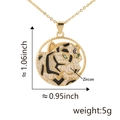 Detail view of tiger pendant necklace with zircon inlay and exact dimension markings - Gold Leopard Head Round Pendant