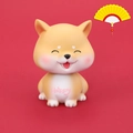 Cute shiba inu puppy car ornament in sitting pose with happy text on red background - Nodding Model 5A / Original