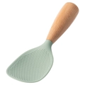Paletta per riso in silicone verde con manico in legno antiscivolo e superficie testurizzata - Verde/Manico in legno