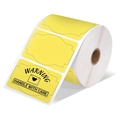 Roll of yellow thermal mailing labels with black Warning Handle With Care text - 3*2 Inch-500pcs (Roll)-Warning / Yellow