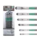 6pcs green wood handle art paint brushes set with synthetic hair for acrylic and oil - 6Pcs Filbert HB6207C / Dark Green