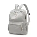Light gray corduroy backpack for students featuring a large capacity and minimal vintage style - Large / Light Gray