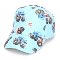 Casquette de baseball bleu clair pour enfants avec imprimés camions monstres colorés - 52-54cm / Bleu Clair Camion Monstre Imprimé (#7)