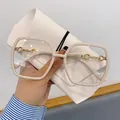 Grote blauw licht filter bril in beige montuur met gouden metalen details voor dames - Bijziendheid Bril [150 Graden] / crème