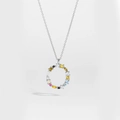 S925 sterling silver chain with a circular pendant featuring colorful cubic zirconia - Silver Letter O