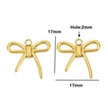 Golden stainless steel bow pendant charms with 17mm size and 2mm hole details - Style 20 / Gold