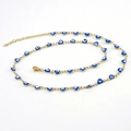 18K gold plated stainless steel bracelet with blue heart-shaped Evil Eye charms - Heart Evil Eye Necklace Blue