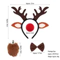 Panoplie de renne de Noël 4 pièces avec serre-tête bois, nez rouge, noeud et queue en peluche - Ensemble 4 pièces Renne à pois