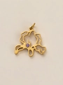 Pendente in acciaio al titanio dorato con giglio traforato e zircone viola tondo - Febbraio Oro (Ciondolo)