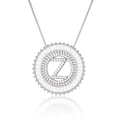 Silver round necklace pendant with letter Z and micro-paved cubic zirconia stones - Silver/Letter Z