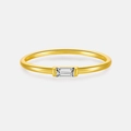 Macro detail of a classic gold thin ring featuring a rectangle cut sparkling gemstone - Mmr207 (18k Gold) / Size 6