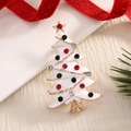 Christmas tree brooch in gold metal with white enamel and colorful rhinestones - BR0067-White Christmas Tree 3