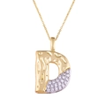 Two-tone gold and silver necklace with letter D pendant featuring cubic zirconia stones - Letter: D