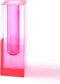 Modern pink gradient acrylic vase with rectangular shape and cylindrical hollow core - Large Glossy Purple & Pink