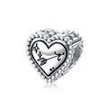 925 sterling silver heart charm with arrow and star engravings for DIY bracelets - Sagittarius(PC1736-9)