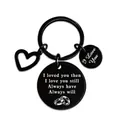 Black stainless steel keychain with heart pendant and engraved romantic quotes - Always have, Always will (XYY031) Black