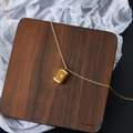 Vintage 18K gold plated titanium necklace with 8-point star rectangle pendant - Square