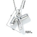Silver balloon letter K pendant necklace with zircon and 40+5cm chain size details - Letter K (N01068-K)