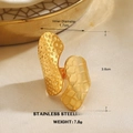 Irregular gold stainless steel ring with hammered and geometric textures in 1.7cm diameter - Abstract Interwoven Leaf Style (1414)