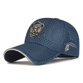 Navy blue breathable mesh baseball cap with classic shield embroidery and mesh fabric - Adjustable / Navy Blue