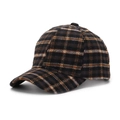 Dettaglio ravvicinato del tessuto con motivo pied-de-poule marrone su un cappellino - Taglia unica / Plaid Marrone Scuro (B)