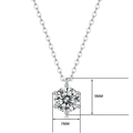 Silver 925 cross necklace variant with 7mm round moissanite pendant in 6-prong setting - 40cm+5cm / Six-prong Inlaid Style (P11469-65)
