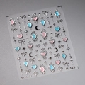 M-528 3D zelfklevende nagelstickers met zilveren vlinder-, hart- en sterpatronen met glitters - Zilveren Rand Roze Blauw Glitter Mix (M-528)