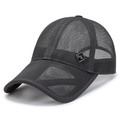 Casquette de baseball en mesh gris foncé respirante avec logo de montagne en métal - Réglable / Gris clair