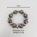 Laser leopard print bead bracelet with silver metallic accents, 7cm diameter and 23.9g - Leopard Print Bracelet