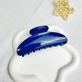 Elegant 11cm deep blue marble shark hair claw clip with a translucent resin finish - Long Rectangular 10cm-Deep Blue