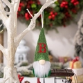 Gnome Christmas tree pendant with green knitted hat and red embroidered letter B - Knitted Alphabet Gnome B
