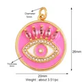 Böser Blick Anhänger mit Goldbeschichtung, rosa Emaille und funkelnden Kristallen - M917030-Pink Rosa Runder Anhänger Mit Bösem Blick
