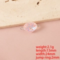 Detailansicht eines 24mm Glas-Muschelanhängers in Rosa mit Maßen und zwei Ringen - Transparent Weiß Doppelloch (Stahlring)