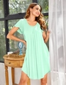 Camicia da notte verde menta a maniche corte, vestibilità ampia e tessuto morbido estivo - Taglia M / Verde Acqua Chiaro
