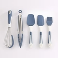 Juego de 5 utensilios de cocina de silicona con batidor y espátula en azul y blanco - Azul Nórdico Juego de 5 Piezas (Con Caja de Color)