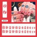 Kurze rote und weiße Schlangenmuster Kunstnägel Set mit 24 Stück für Halloween Look - Kurzer Stil (Inklusive Kleber) / Rotes Schlangenmuster