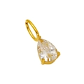 Ciondolo a goccia con zircone bianco trasparente e montatura dorata in acciaio inossidabile - Aprile (Bianco Diamante)
