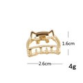 Golden cat ear metal hair claw clip small size 2.6cm refined finish for hair styling - Gold Cat Ear