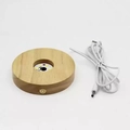 Circular wooden LED base with USB power cable for DIY candle glass and displays - Rechargeable Base 10cm