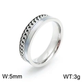 5mm Cuban chain link silver ring with flat surface design weighing 3g - US 8 / Steel Color Double Layer Shell