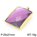 Colgante rectangular de cristal morado con marco de acero inoxidable oro 18K - Marco Dorado Colgante Morado (KP116618-GC)