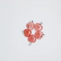 Pink and red heart-shaped natural stone pendants with silver clasps in a 5-piece set - Synthetic Watermelon Red
