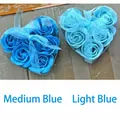 Gift set with two heart-shaped boxes of soap roses in light and medium blue with ribbons - Light Blue