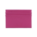 Detail showing the layered card slots and cross-grain leather texture in rose red - Rose Red Saffiano Pattern