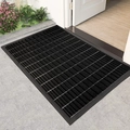 Zerbino nero da esterno resistente con trama raschiante e bordo in gomma antiscivolo - 44*76cm / Linee Parallele (Fondo in Gomma)