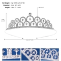 Silver crown headband with crystal rhinestones for girls, diameter 12cm and height 3.3cm - Arched Row Rhinestone Crown TS-J3278S